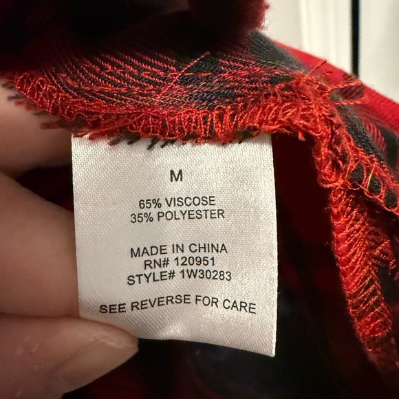 Hippie Rose Red and Black Plaid Shirt - Picture 5 of 5